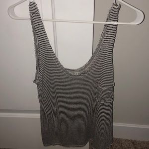 Black and white striped tank top with pocket